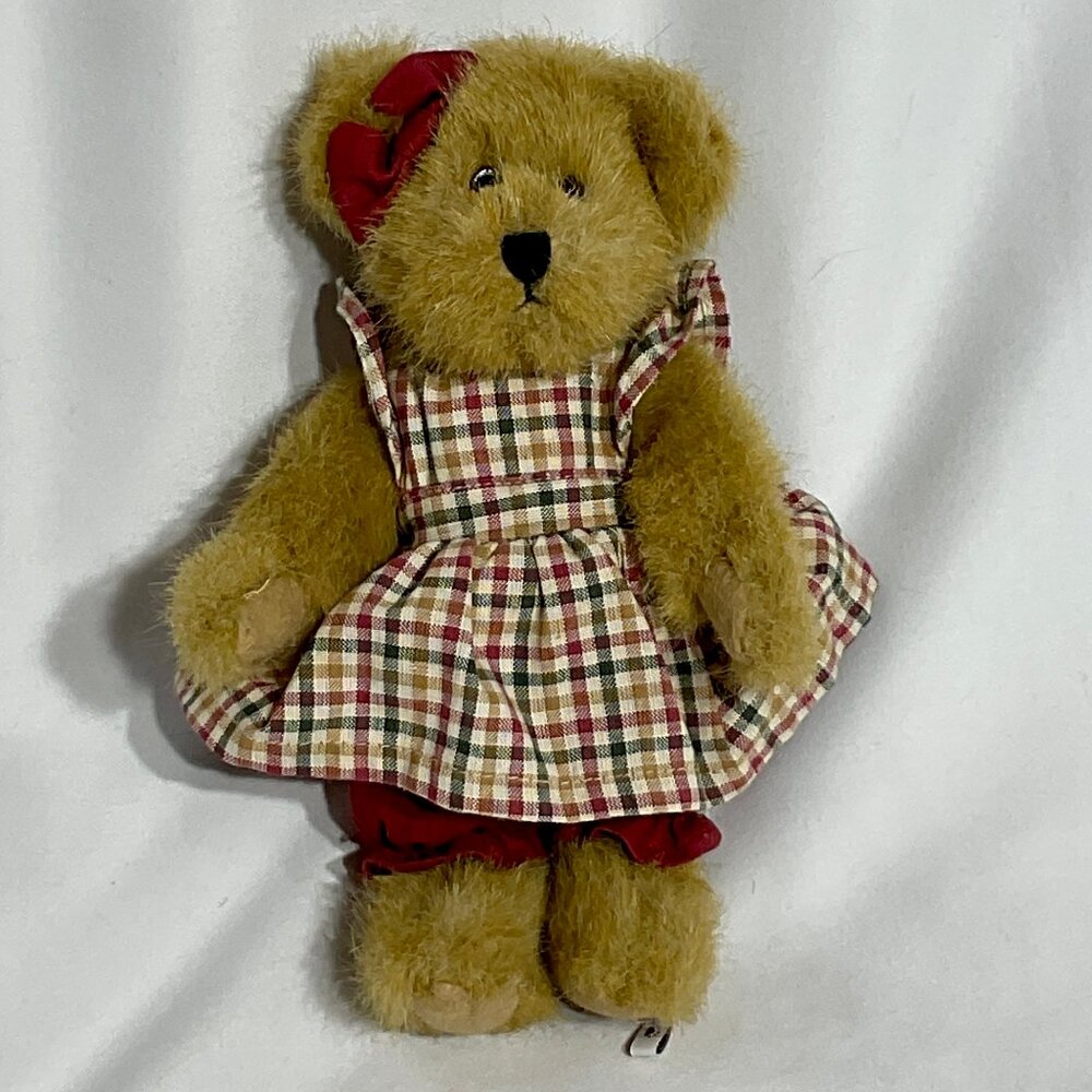 7 1/2" Boyds Bear in a Gingham Dress